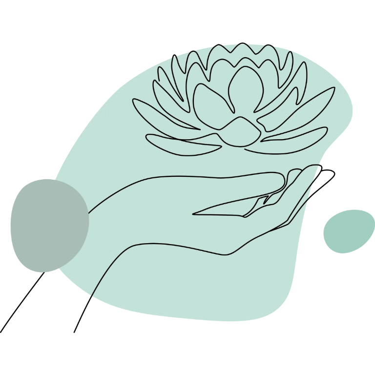 Grafika dłoni trzymającej kwiat